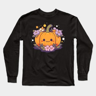 Kawaii Pumpkin Anime Cottagecore Men Kids Women Halloween Long Sleeve T-Shirt